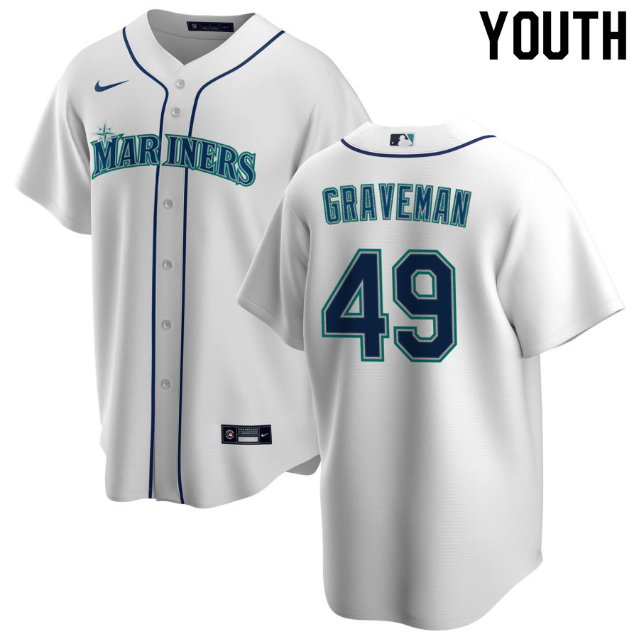 Nike Youth #49 Kendall Graveman Seattle Mariners Baseball Jerseys Sale-White